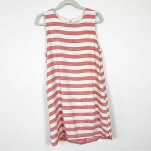 Cotton Bleu Sleeveless Linen Blend Striped Dress Size Medium